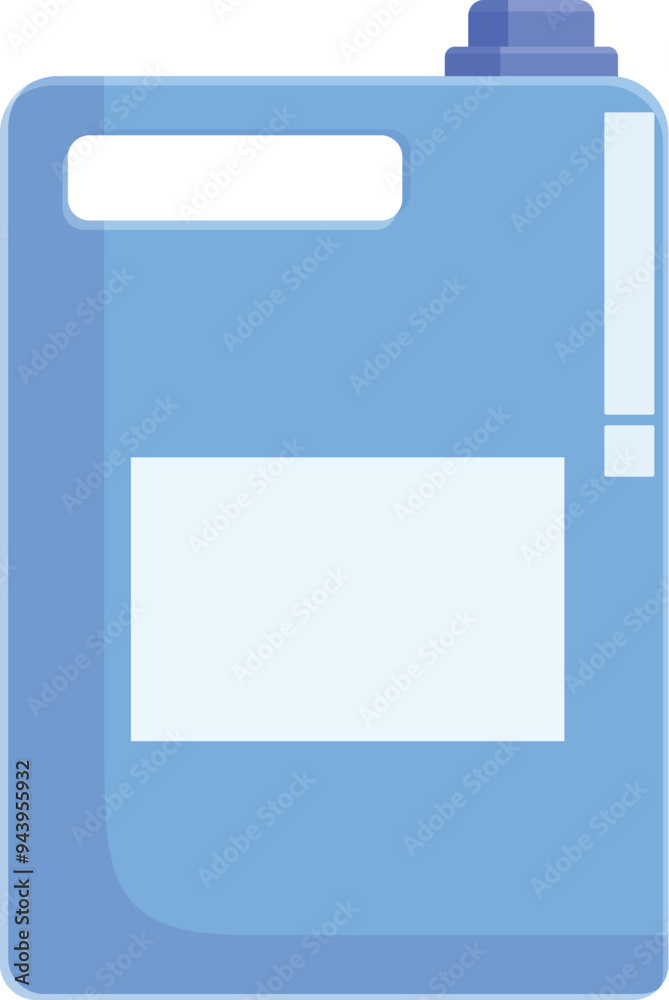 Blue plastic gallon jerrycan with blank label for placing your design Blue plastic gallon jerrycan with blank label for placing your design