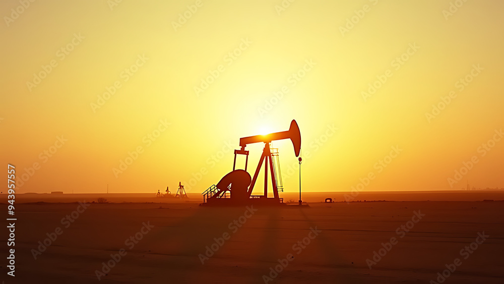 Naklejka premium oil pump in sunset