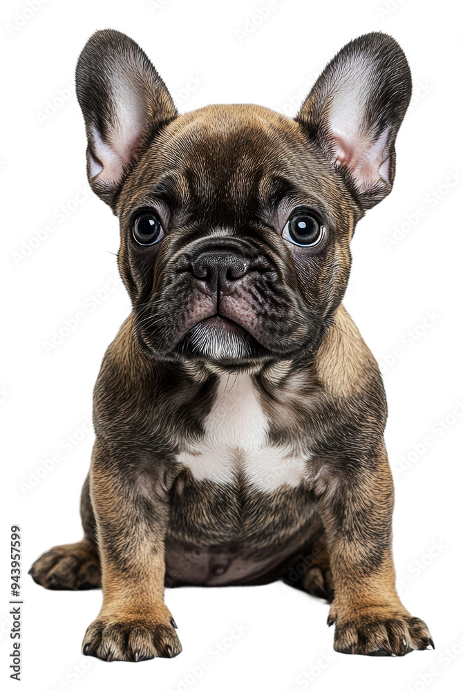 PNG Cute brown French Bulldog puppy sitting indoors PNG Cute brown French Bulldog puppy sitting indoors