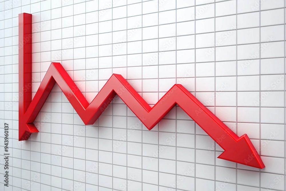 A red downward arrow icon on a white background, surrounded by a simple graph with a declining line, indicating a negative trend or financial loss. A red downward arrow icon on a white background, surrounded by a simple graph with a declining line, indicating a negative trend or financial loss.