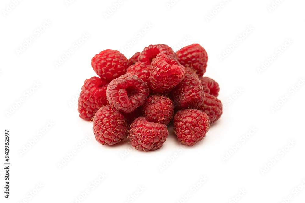 Tasty fresh raspberry isolated on a white background. Top view. Tasty fresh raspberry isolated on a white background. Top view.