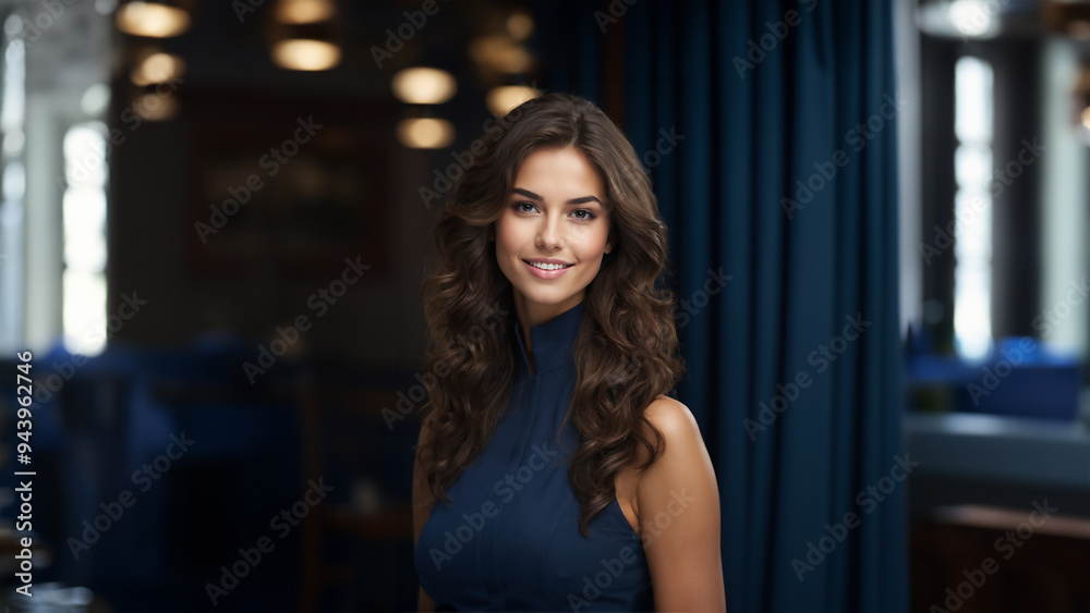 Confident and charismatic American businesswoman with a warm smile and natural beauty. Brunette hair and flawless skin complement her captivating gaze Confident and charismatic American businesswoman with a warm smile and natural beauty. Brunette hair and flawless skin complement her captivating gaze