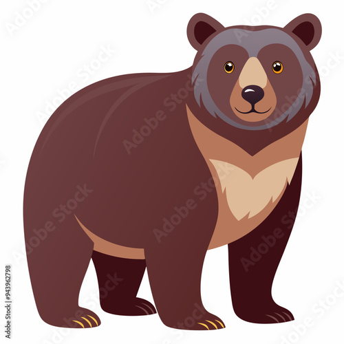 A Cartoon Illustration of a Brown Bear Standing with Its Paws Visible