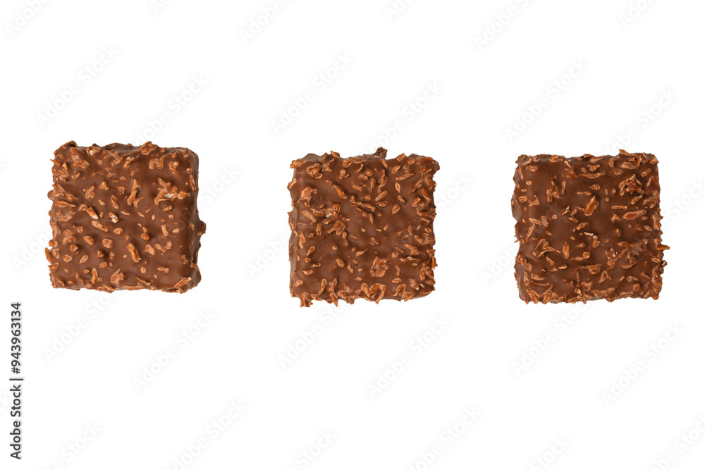 Chocolate coconut wafer bar isolated on white background. Chocolate coconut wafer bar isolated on white background.