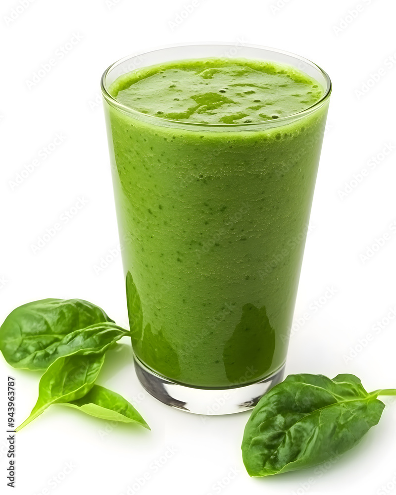 A glass of green smoothie, a healthy natural drink, isolated on white A glass of green smoothie, a healthy natural drink, isolated on white