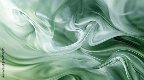 Serene abstract background with soft green and deep green swirls intermingling.