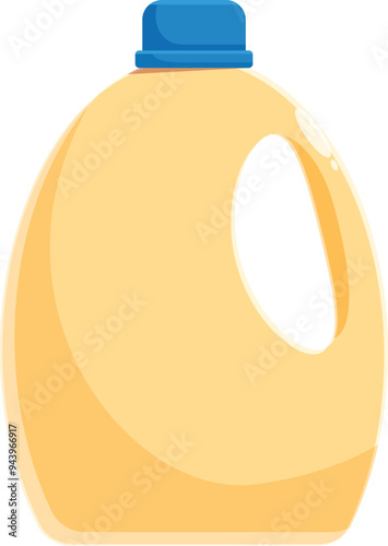 Large yellow plastic bottle with a blue cap, suitable for containing detergent, cleaning products or other liquids