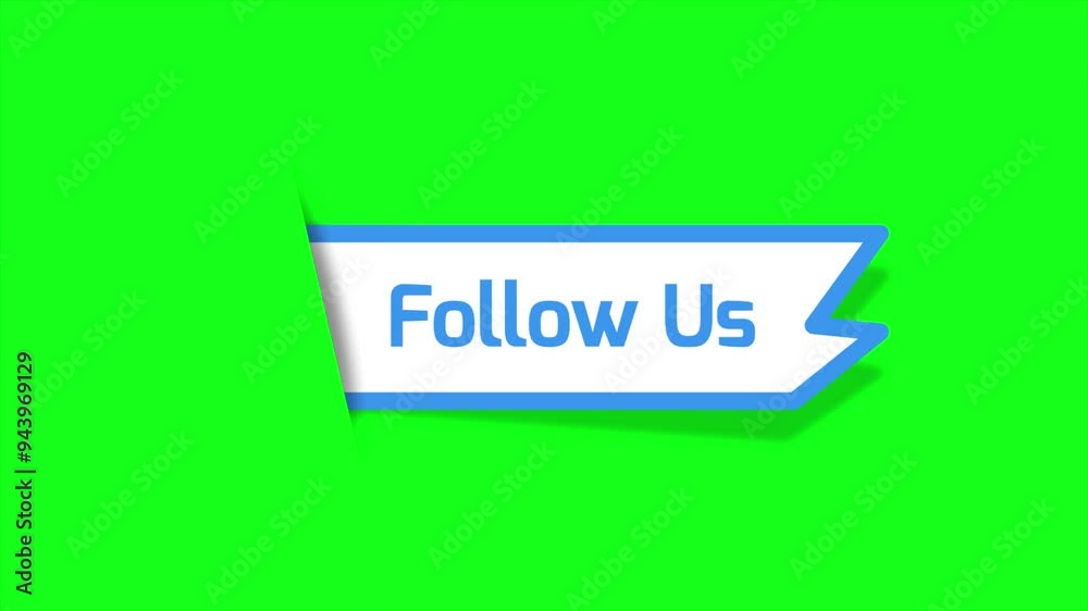 Follow Us - Banner Animation on green screen background, Blue and red follow us banner, Paper animaton Follow Us - Banner Animation on green screen background, Blue and red follow us banner, Paper animaton