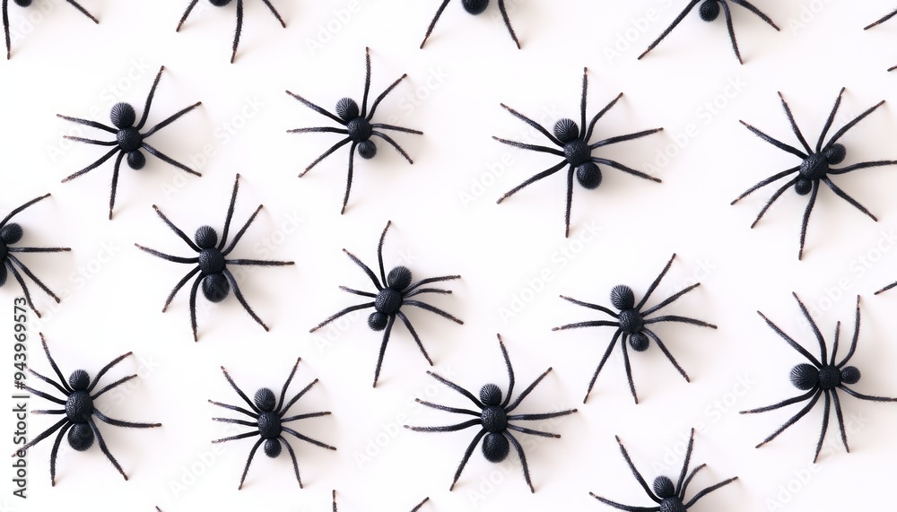 Spiders on White Background in Creepy Halloween Design Spiders on White Background in Creepy Halloween Design