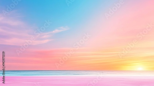 A serene seascape at sunset, showcasing vibrant hues of pink, blue, and orange, evoking peace and tranquility.