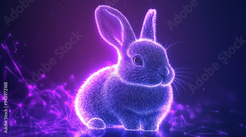 neon light background rabbit