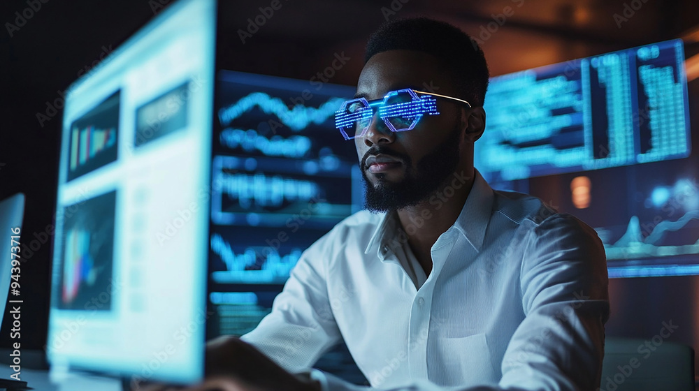 Businessman applies AI to improve search engine optimization strategies Businessman applies AI to improve search engine optimization strategies