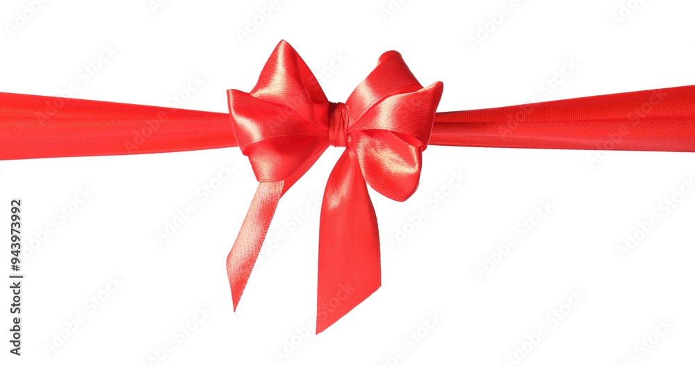 Beautiful red ribbon with bow isolated on white Beautiful red ribbon with bow isolated on white