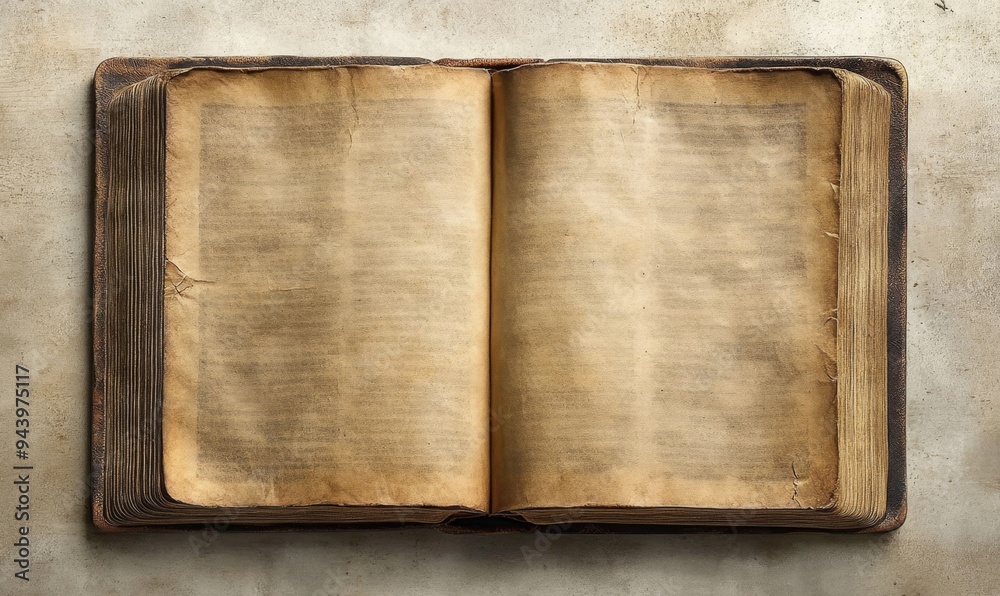 Naklejka premium Enchanting Open Book: Magical Knowledge Portal for World Book Day. Abstract Artistic Composition with Floating Pages, Mystical Symbols, and Ethereal Light. Elegant Minimalist Design for Cultural Campa
