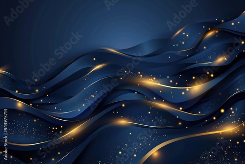The image is a beautiful blue wave with golden sparkles