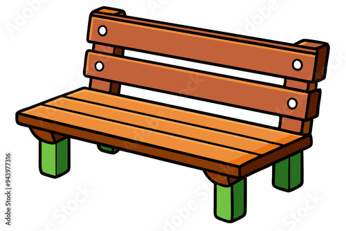 Bench color Vector Design on White Background