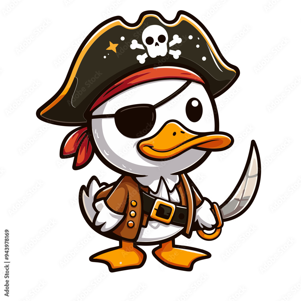 Obraz premium Duck pirates of the caribbean Cartoon Mascot. Illustration of duck cartoon