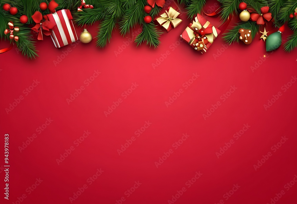 Merry Christmas and happy new year template with red background