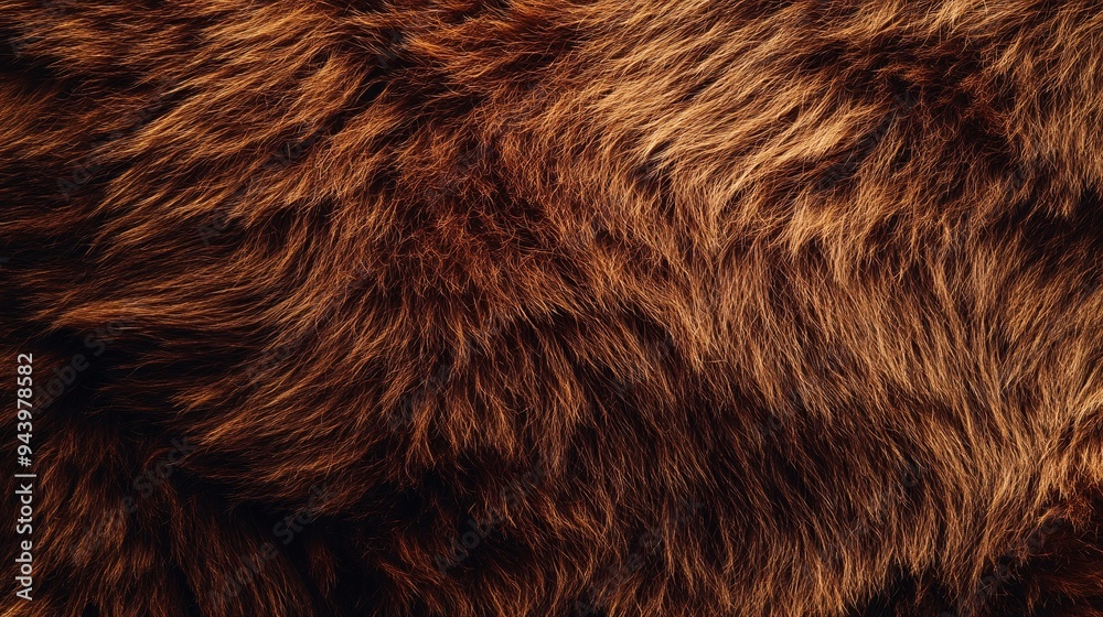Detailed view of soft, thick brown bear fur in warm tones Detailed view of soft, thick brown bear fur in warm tones