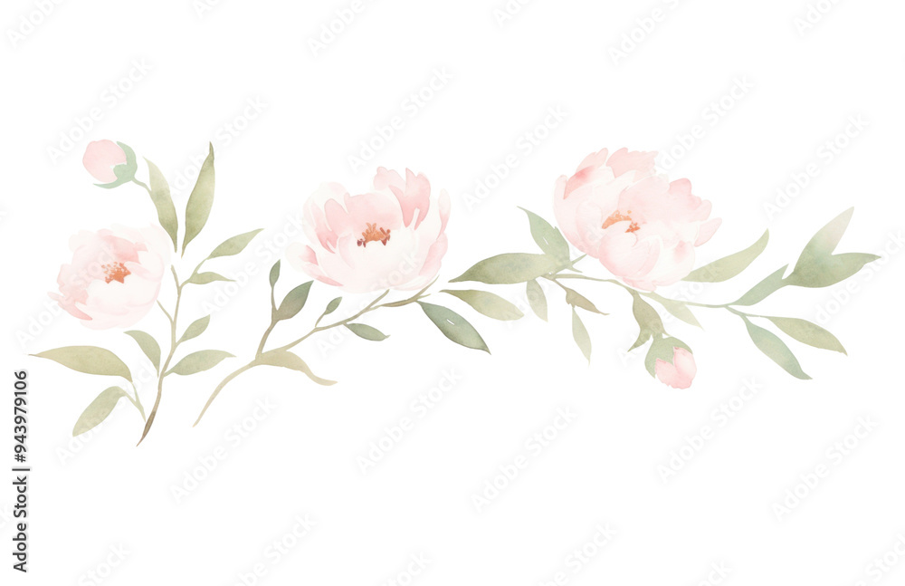 PNG Cute peonies branch as line watercolour illustration pattern flower plant. PNG Cute peonies branch as line watercolour illustration pattern flower plant.