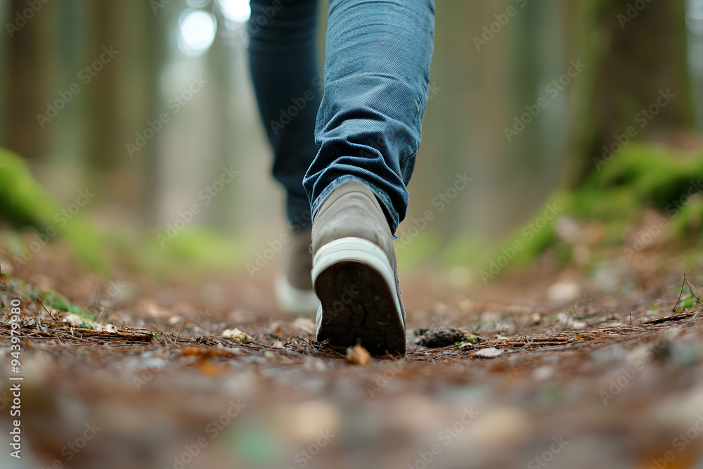Forest Bathing concept. Being with nature and calm . Relaxing the body and mind in a good environment. Connecting with nature's energy.