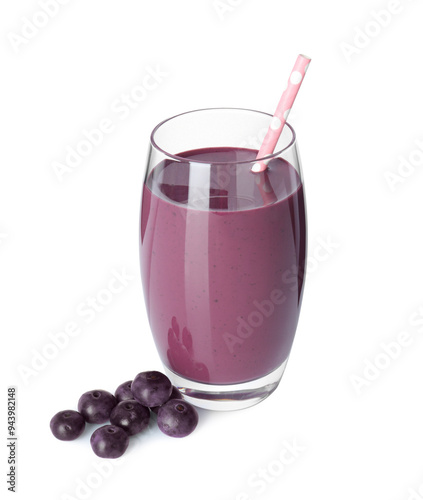 Wallpaper Mural Tasty acai juice in glass and berries isolated on white Torontodigital.ca