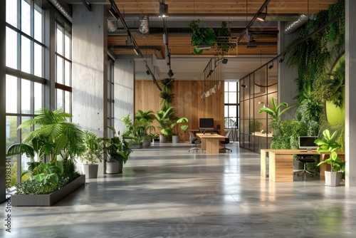 Wallpaper Mural A large open office space with a lot of greenery and plants Torontodigital.ca