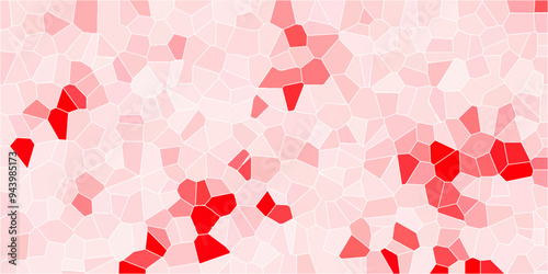 Multicolor Broken Stained Glass Background with White lines. Voronoi diagram background. Seamless pattern with 3d shapes vector Vintage Illustration background. Geometric Retro tiles pattern