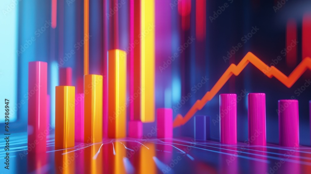 Colorful abstract data visualization with vibrant bars and lines ...