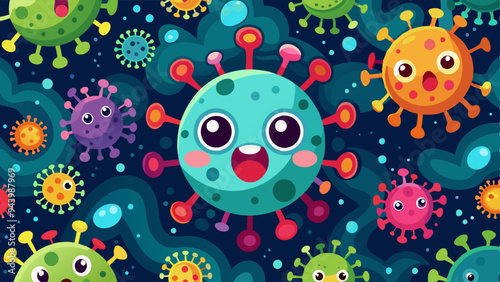 Abstract cute virus seamless pattern. Coronavirus 2019-nCoV. Vector illustration