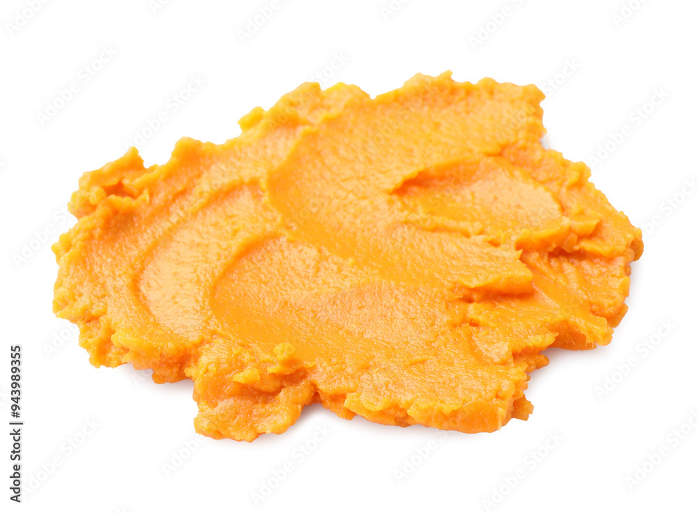 Delicious mashed sweet potatoes isolated on white Delicious mashed sweet potatoes isolated on white