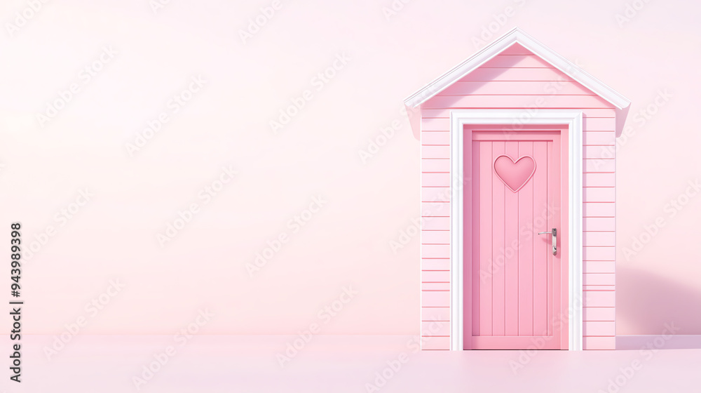 A charming pink door with a heart shape, set against a soft pastel background, perfect for themes of love and coziness. A charming pink door with a heart shape, set against a soft pastel background, perfect for themes of love and coziness.