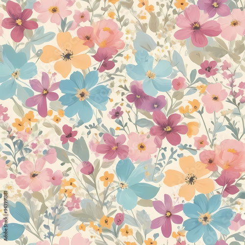 shabby chic cottage core ditsy floral pattern 