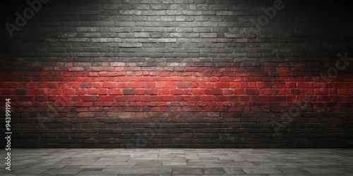 Black brick wall with red and gray bricks.