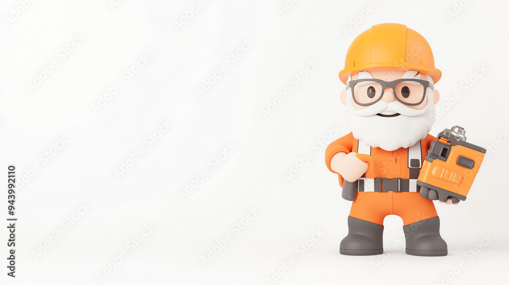 A cheerful cartoon construction worker character in orange attire, holding a tool, perfect for safety and construction themes. A cheerful cartoon construction worker character in orange attire, holding a tool, perfect for safety and construction themes.