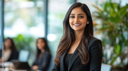 Wallpaper Mural female leadership, in a modern office, an indian businesswoman showcases her leadership skills, motivating her team with a bold vision and strategic approach at a conference Torontodigital.ca