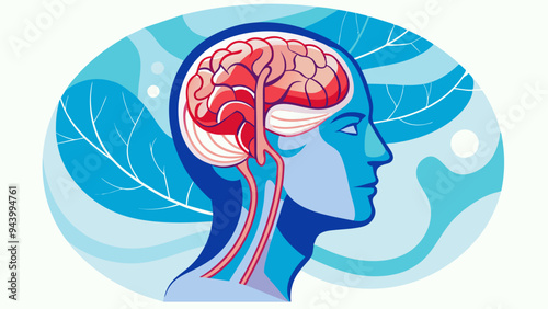 Human head and brain stroke on white background