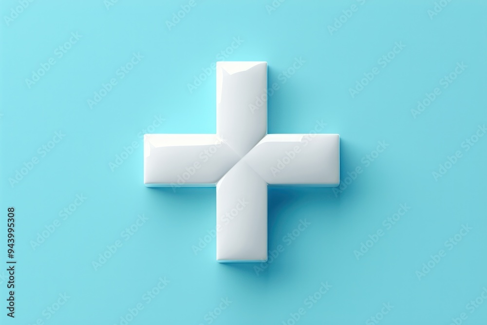 Fototapeta premium A white cross is displayed on a blue background