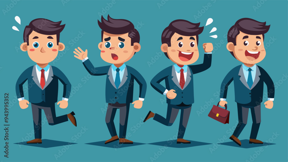 Cartoon set Businessman character in acting different emotions poses design Cartoon set Businessman character in acting different emotions poses design