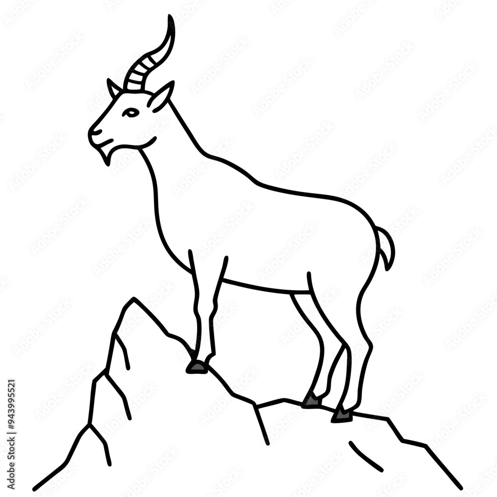 Majestic Goat on Rocky Mountain Peak - Vector Art Illustration Majestic Goat on Rocky Mountain Peak - Vector Art Illustration