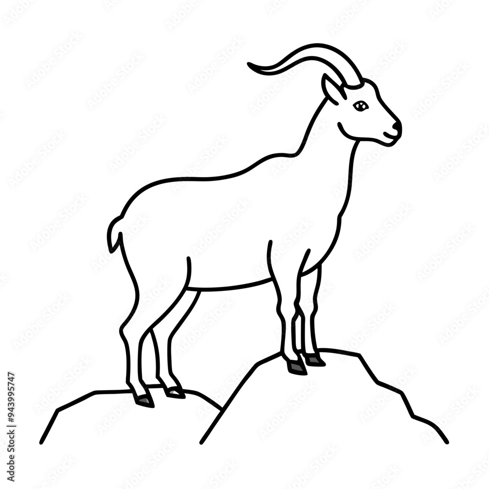 Majestic Goat on Rocky Mountain Peak - Vector Art Illustration Majestic Goat on Rocky Mountain Peak - Vector Art Illustration