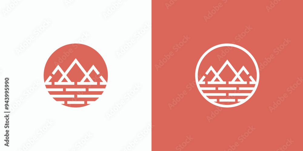 Mountain and lake line vector logo design with modern, simple, clean and abstract style. Icon for business, outdoor, travel and personal branding. Mountain and lake line vector logo design with modern, simple, clean and abstract style. Icon for business, outdoor, travel and personal branding.