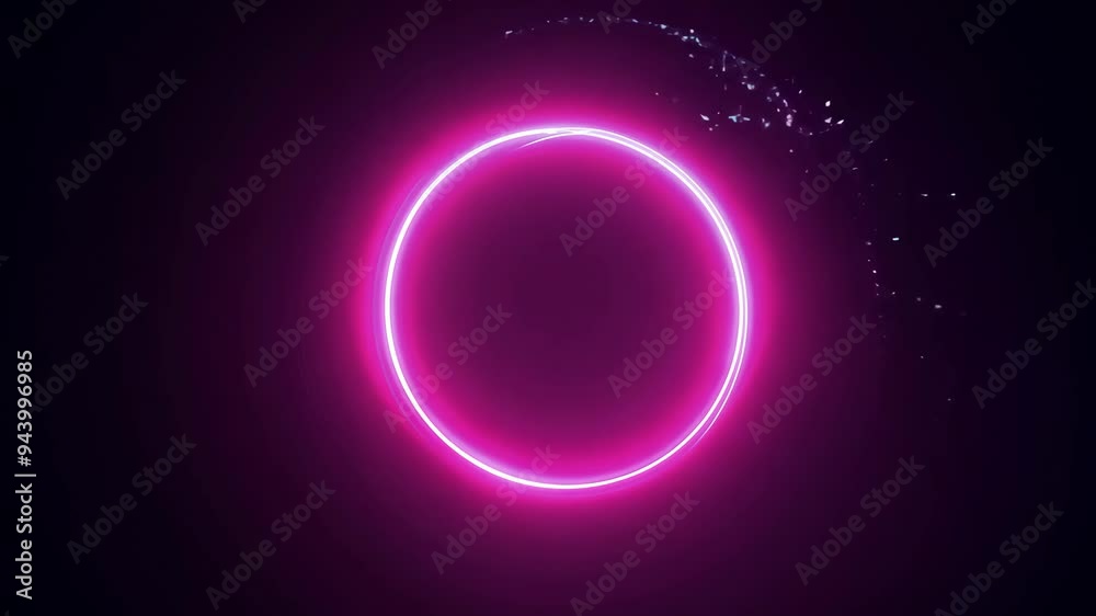 Captivating neon pink circle design glowing against a dark background with mesmerizing light effects Captivating neon pink circle design glowing against a dark background with mesmerizing light effects