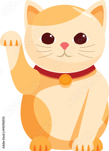 Adorable maneki neko, the japanese lucky cat, waving its paw to bring good fortune