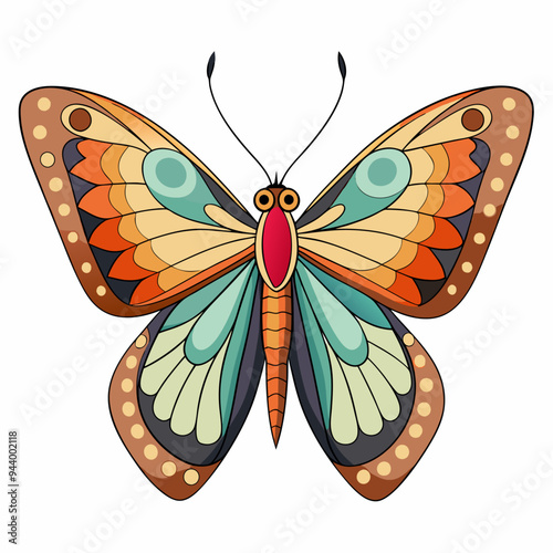 Colorful Butterfly with Orange, Teal, and Red Patterns on its Wings
