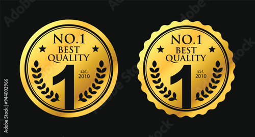 No. 1 Best Quality label, golden circle with silhouette of number 1 vector label. suitable for icon, logo, sticker, seal, badge, emblem, stamp, etc.