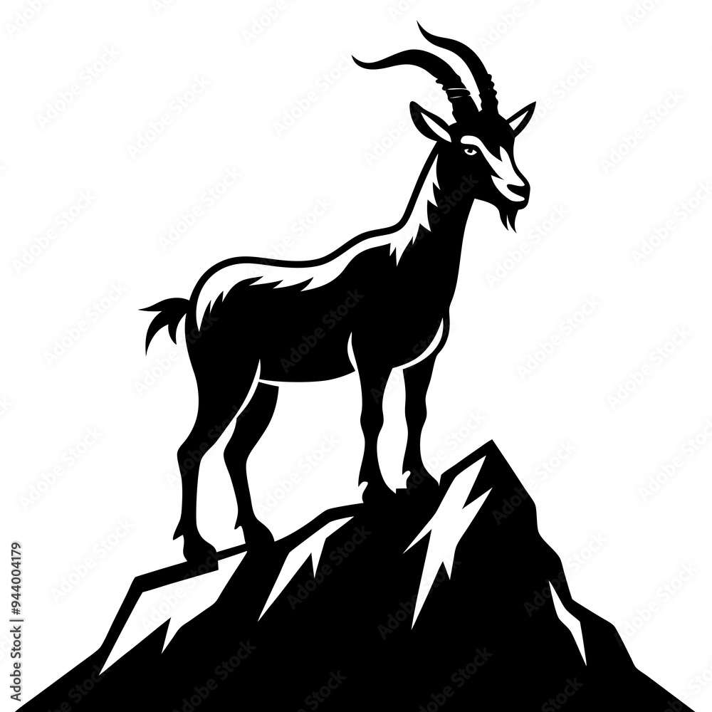Fototapeta premium Majestic Goat on Rocky Mountain Peak - Vector Art