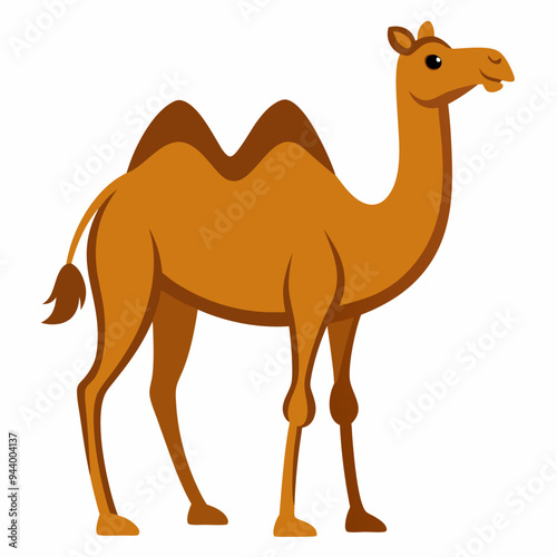 Cartoon Illustration of a Standing Brown Camel