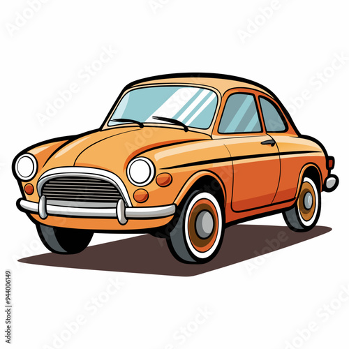 Cartoon illustration of a vintage orange car