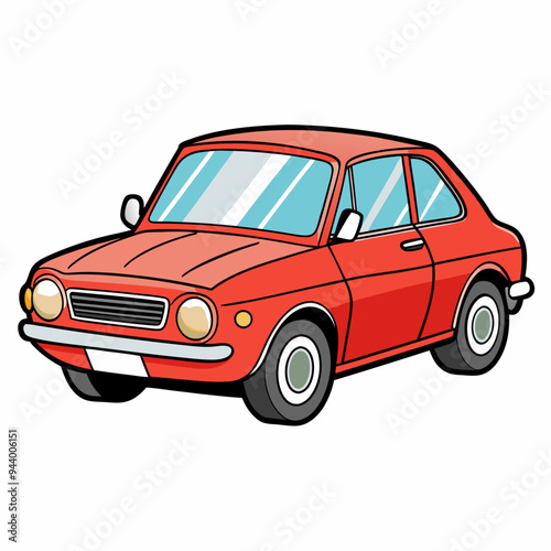 Red Vintage Car with Chrome Trim and White Wall Tires